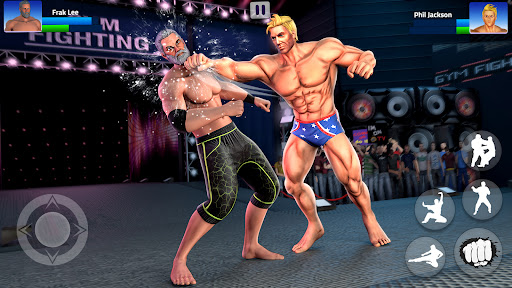 A dynamic and intense scene from the Gym Fighting Game, capturing the essence of action and strategy as fighters face off in a detailed arena.