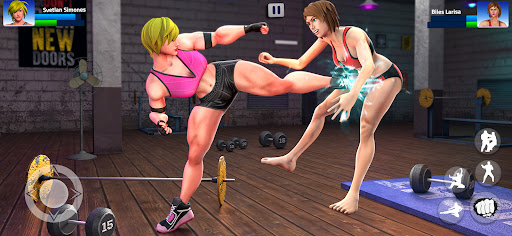 A dynamic and intense scene from the Gym Fighting Game, capturing the essence of action and strategy as fighters face off in a detailed arena.