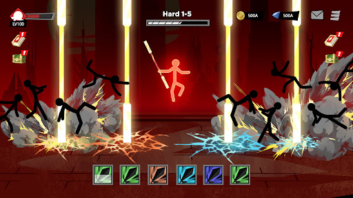 A dynamic scene from the Epic Stickman Survival RPG Idle Game, capturing the essence of adventure, strategy, and epic battles, evoking excitement and curiosity.