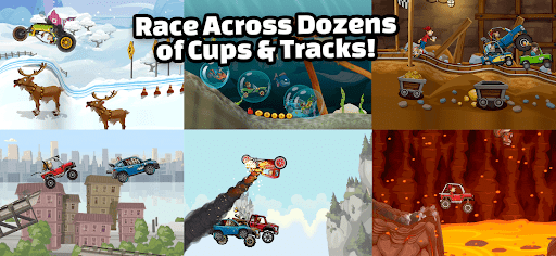 A thrilling adventure through rugged terrains in a mobile racing game, capturing excitement and challenge.