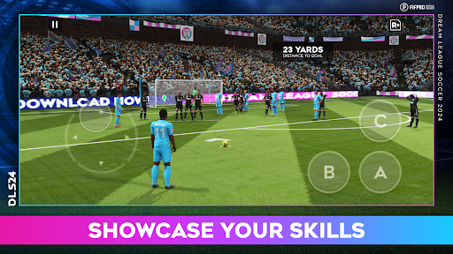 A passionate and thrilling depiction of the excitement and energy of a soccer match, capturing the essence of Dream League Soccer 2023's immersive gameplay.