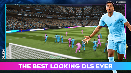 A passionate and thrilling depiction of the excitement and energy of a soccer match, capturing the essence of Dream League Soccer 2023's immersive gameplay.