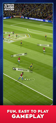 A thrilling football match with players passionately dribbling and scoring goals, capturing the excitement and energy of First Touch Soccer 2023.