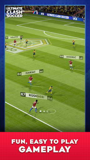 A thrilling football match with players passionately dribbling and scoring goals, capturing the excitement and energy of First Touch Soccer 2023.