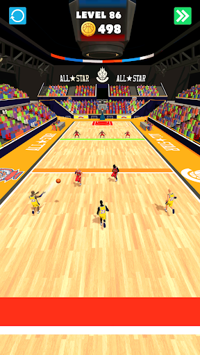 A thrilling basketball game experience on a mobile device, capturing the excitement and challenge of professional basketball.