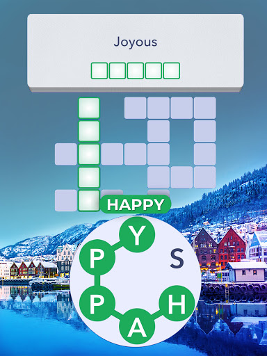 A vibrant and engaging word puzzle game scene, capturing the essence of fun and brain-challenging excitement.