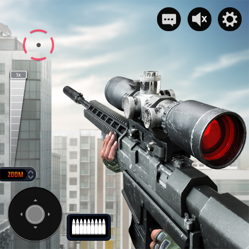 An adrenaline-pumping sniper aiming through a scope, capturing the thrill and intensity of the Sniper 3D game experience.