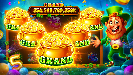 Exciting and colorful slot machine reels with a lively casino atmosphere, symbolizing the thrill and entertainment of Fun Trio Slots.