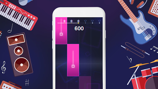 A jubilant rhythm game player immersed in vibrant musical tiles, letting their creativity flow with every beat.