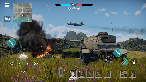 An intense and exhilarating battle scene from War Thunder Mobile, showcasing realistic graphics and strategic combat.