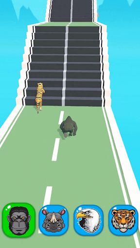 A thrilling and dynamic race between a cheetah, elephant, and lion on a vibrant track, illustrating the excitement and diversity of the Animal Race Game.