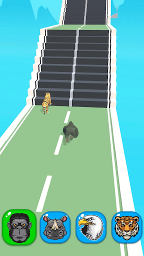 A thrilling and dynamic race between a cheetah, elephant, and lion on a vibrant track, illustrating the excitement and diversity of the Animal Race Game.