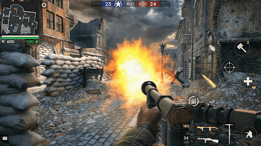 Intense and immersive World War II battle scene, capturing the chaos and strategy of historical warfare.