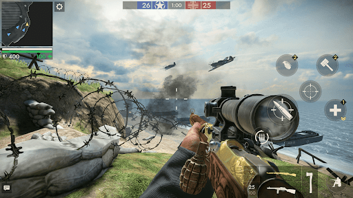 Intense and immersive World War II battle scene, capturing the chaos and strategy of historical warfare.