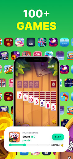 A smartphone screen displaying a vibrant collage of various mobile games, representing the diverse and thrilling gaming experience offered by the Gamee App.