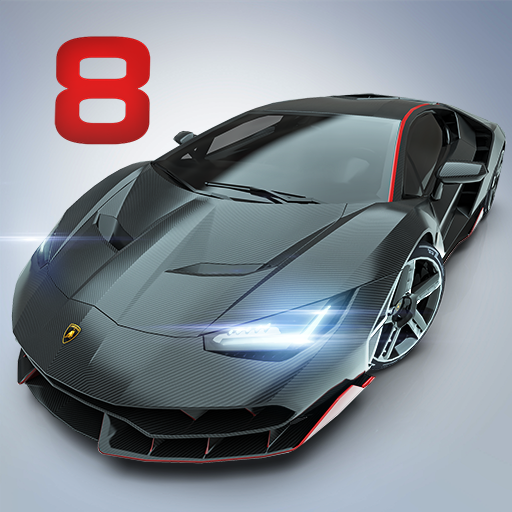 A thrilling race with exotic cars zooming through vibrant landscapes, capturing the excitement and speed of Asphalt 8.