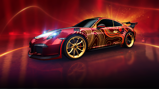 A thrilling race with exotic cars zooming through vibrant landscapes, capturing the excitement and speed of Asphalt 8.