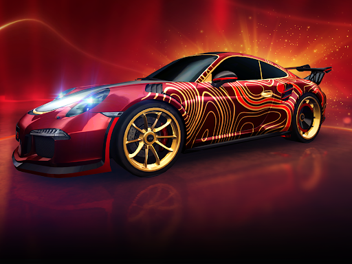 A thrilling race with exotic cars zooming through vibrant landscapes, capturing the excitement and speed of Asphalt 8.