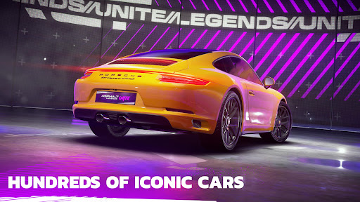 A thrilling racing scene with a high-speed car on a scenic track, capturing the excitement and adrenaline of Asphalt 9.