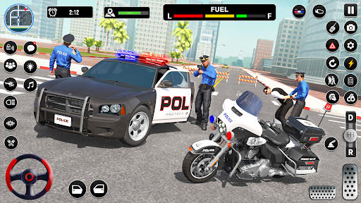 A thrilling scene from the Police Simulator Game showcasing a high-speed chase, capturing the essence of law enforcement action and adrenaline.