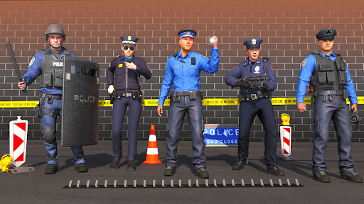 A thrilling scene from the Police Simulator Game showcasing a high-speed chase, capturing the essence of law enforcement action and adrenaline.