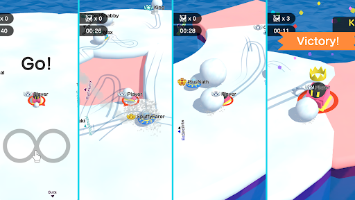 A thrilling snowball fight in a colorful digital arena representing the excitement and fun of Snowball.io.