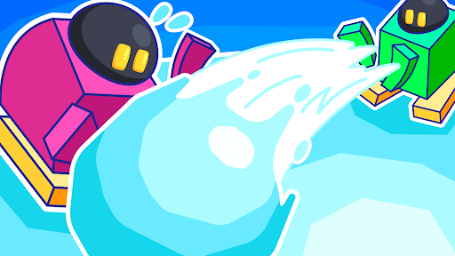 A thrilling snowball fight in a colorful digital arena representing the excitement and fun of Snowball.io.