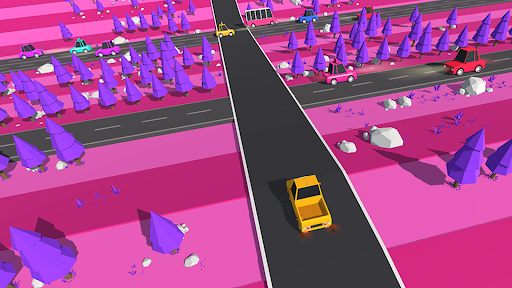 An exhilarating race through colorful streets, capturing the excitement and thrill of the Traffic Run game.