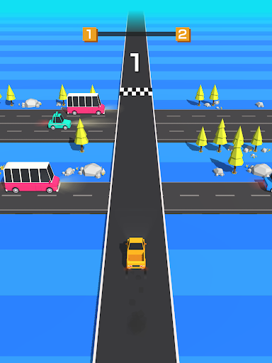 An exhilarating race through colorful streets, capturing the excitement and thrill of the Traffic Run game.