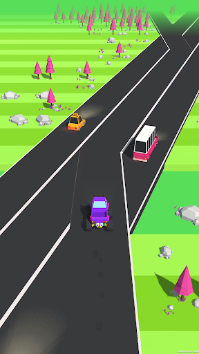 An exhilarating race through colorful streets, capturing the excitement and thrill of the Traffic Run game.