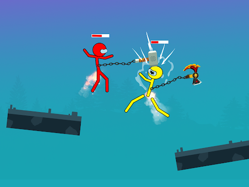 A stickman warrior poised for battle, exuding determination and strength in an action-packed world.