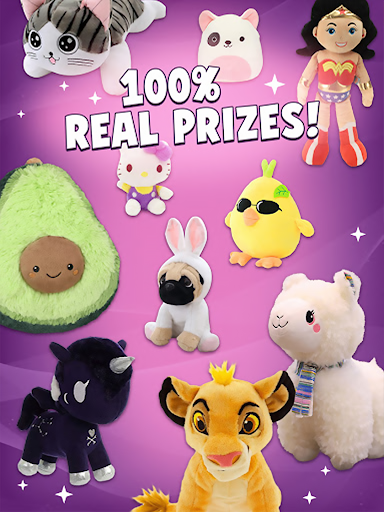 A captivating moment of excitement and anticipation as a claw machine grasps a plush toy, symbolizing the joy of winning real prizes through the Clawee app.