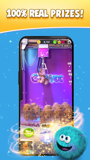 A captivating moment of excitement and anticipation as a claw machine grasps a plush toy, symbolizing the joy of winning real prizes through the Clawee app.