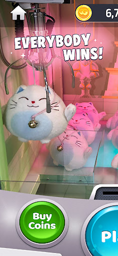 A captivating moment of excitement and anticipation as a claw machine grasps a plush toy, symbolizing the joy of winning real prizes through the Clawee app.