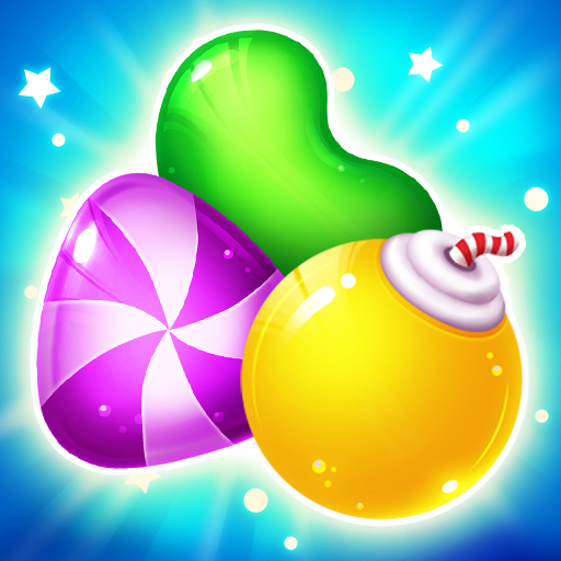 A vibrant, colorful image depicting a fun and engaging candy-themed puzzle game, evoking joy and a sense of playful challenge.