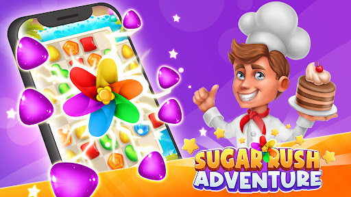 A vibrant, colorful image depicting a fun and engaging candy-themed puzzle game, evoking joy and a sense of playful challenge.