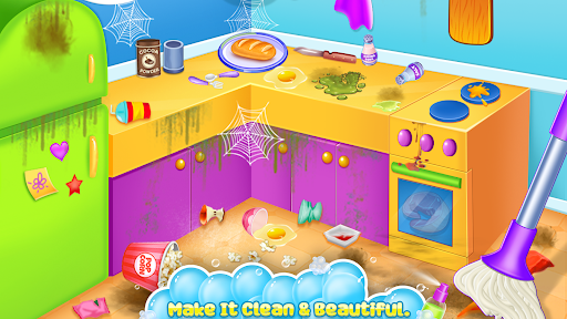 A vibrant and engaging depiction of a virtual cleaning adventure, capturing the fun and satisfaction of tidying up with a smile.