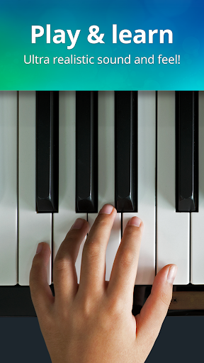 A vibrant depiction of a person joyfully playing a digital piano on a mobile app, capturing the essence of musical exploration and creativity.