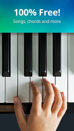 A vibrant depiction of a person joyfully playing a digital piano on a mobile app, capturing the essence of musical exploration and creativity.