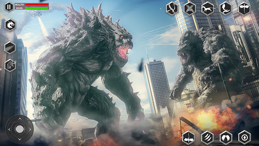 A thrilling depiction of giant monsters rampaging through a city, symbolizing chaos and the power of evolution in a vibrant gaming universe.