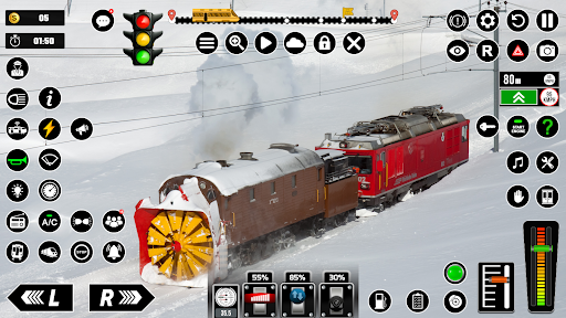 A thrilling train navigating through rugged, off-road landscapes, capturing the essence of adventure and challenge.