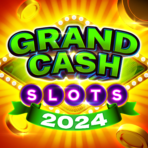 A thrilling moment in a virtual casino with flashing slot machines and a jackpot win, capturing the excitement and allure of Grand Cash Slots.