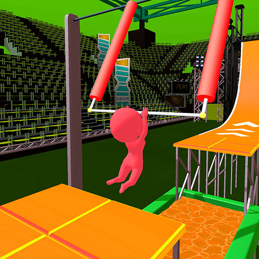 An exhilarating race filled with dynamic gymnastics moves, capturing the thrill and excitement of the game.