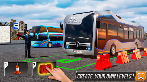 A thrilling bus driving and parking adventure in a bustling city setting, illustrating excitement and challenge.