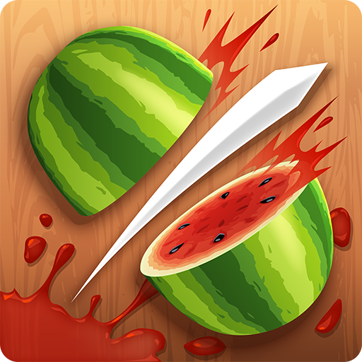 A vibrant and energetic depiction of a ninja slicing colorful fruits, expressing excitement and agility.