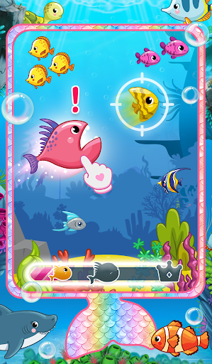 A child joyfully interacting with a colorful and engaging mermaid-themed mobile app, representing wonder and creativity.