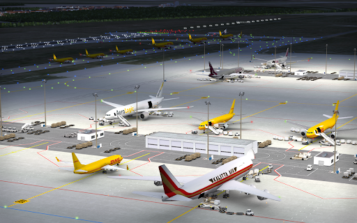 A vibrant airport bustling with planes taking off and landing, capturing the excitement and intricacies of airport management in a lively and engaging manner.