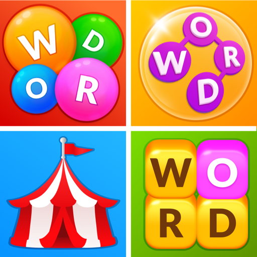 A vibrant and colorful depiction of a word puzzle game, filled with engaging challenges and vocabulary-building fun.