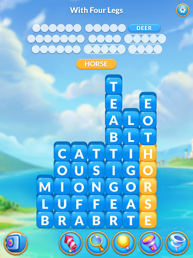 A vibrant and colorful depiction of a word puzzle game, filled with engaging challenges and vocabulary-building fun.