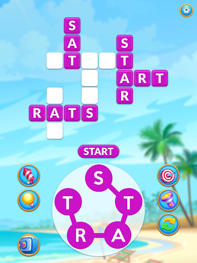 A vibrant and colorful depiction of a word puzzle game, filled with engaging challenges and vocabulary-building fun.